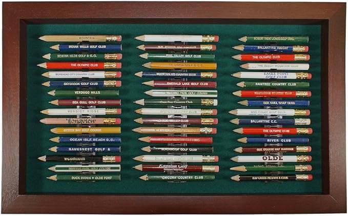 Eureka Golf Pencil Display Case | Holds 48 Round or Hexagonal Golf Pencils | Cherry Finish | Made in The USA