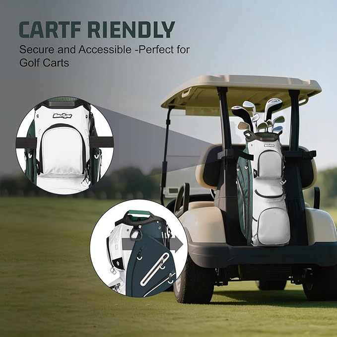 Golf Cart Bag 15 Way Organizer Divider Top Golf Club Cart Bag for Men Women with Cooler, Handles and Rain Cover