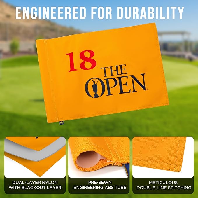 Standard TheOpen Golf Flag, Tube Insert, 14x20 Inch 420D Nylon Dual-Sided Silk-Screen, Ideal for Practice Putting Green, Driving Range, Course, Club, 1-Pack