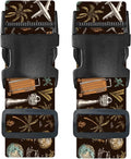 Nuxovilar Luggage Straps of 2 Set Travel Elements Pattern, 1.96x90.5 inches - Luggage Straps for Suitcases, Perfect for Global Travel, Adventures, Business Trips