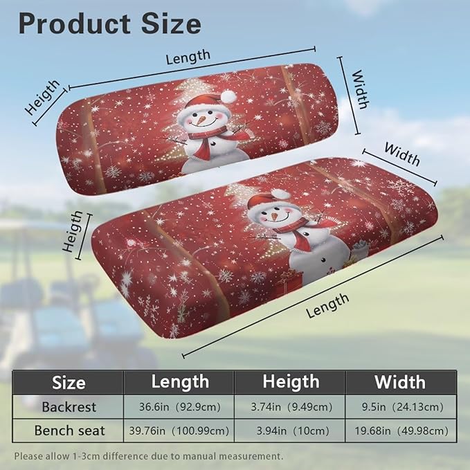 Golf Cart Seat Covers, Universal Fit & Nonskid Bottom Fits for Club Car 2 Person Seats Golf Carts
