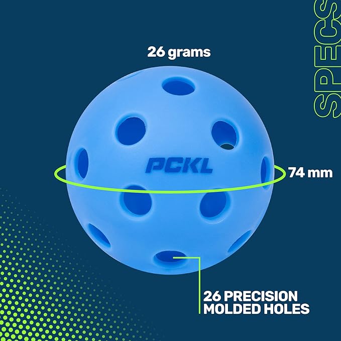 PCKL Optic Speed Pickleball Balls | Choose Indoor or Outdoor Pickleballs | USAPA Tournament Aproved | 4 Pack Crack-Resistant