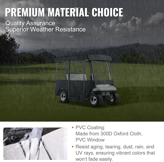 Happybuy Golf Cart Enclosure, 4-Person Golf Cart Cover, 4-Sided Fairway Deluxe, 300D Waterproof Driving Enclosure with Transparent Windows, Fit for EZGO, Club Car, Yamaha Cart