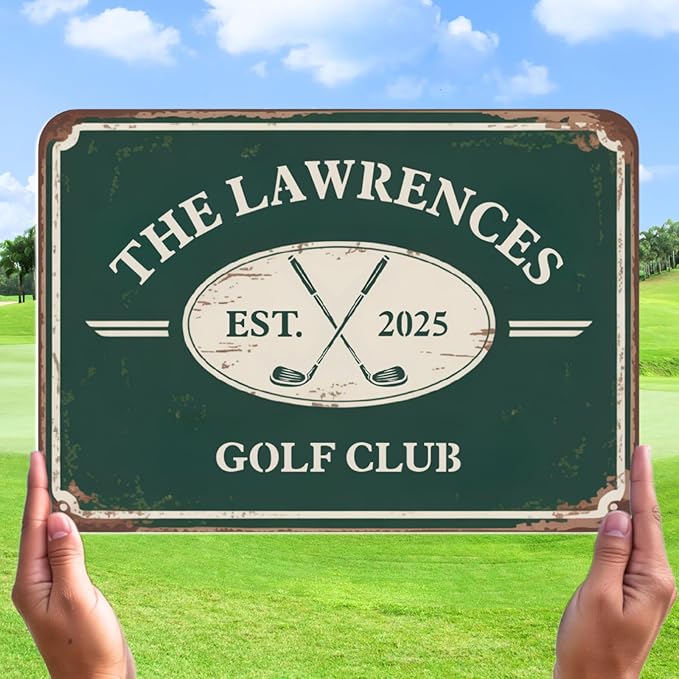 Personalized Golf Metal Sign, Vintage Country Club Villa Decor, Custom Metal Sign with Name, Personalized Golf Wall Decor for Club Garage Bar, 19th Hole Wall Art, Gifts for Golfers Dad Father Husband