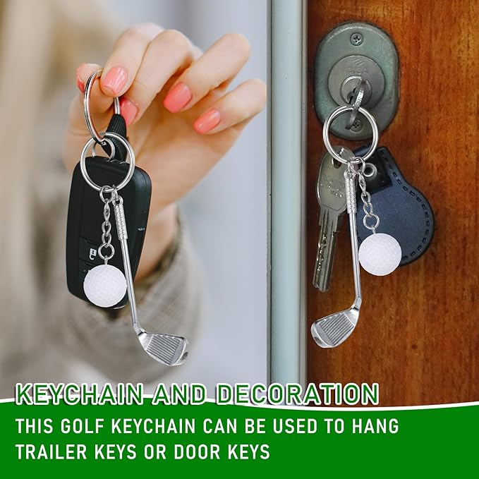 Golf Club Keychain, Golf Gifts Keychain for Men Women Golfers Mini Alloy Golf Keychain Golf Racket Ball Pendant Keychain, Golf Ball with Keychain Bag Pendant Decorations Sports Golf Lovers Gifts