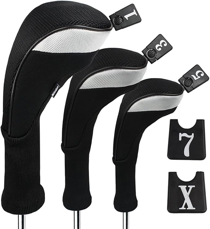 Andux 3pcs/Set Golf 460cc Driver Wood Club Head Covers Long Neck with No. Tags