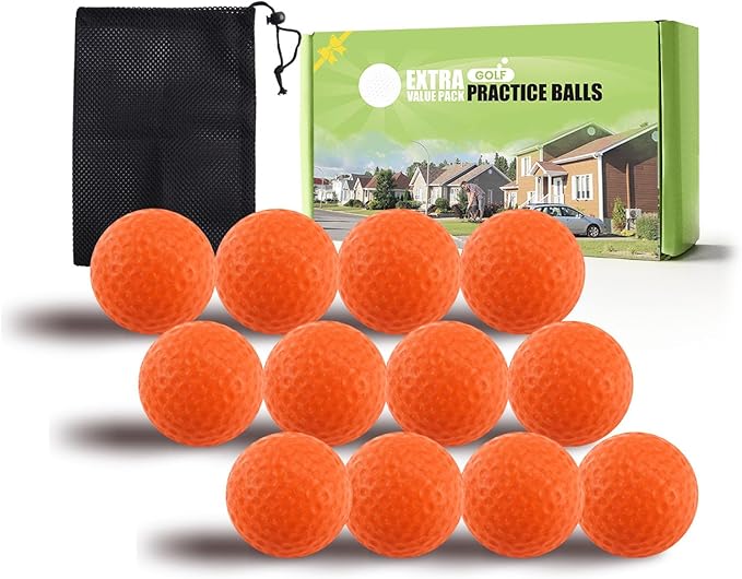 FINGER TEN Golf Practice Balls Foam Colored Value 12 24 50 Pack, Lightweight Golf Ball Limited Flight for Indoor Outdoor Driving Range Backyard Training Safe Practice Good Value