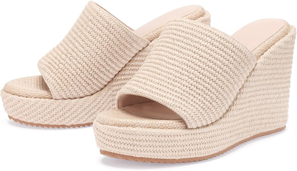 VICKI·VICKI Wedges for Women Platform Sandals Wedge Heels for Sandals Comfortable Summer Espadrille Shoes Ankle Strap&Open Toe