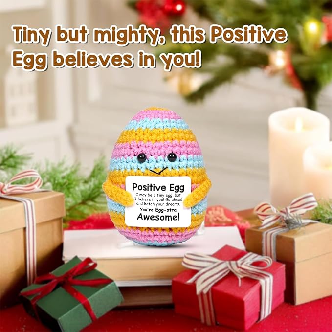 AICase Crochet Positive Egg Easter Gifts Easter Basket Stuffers Essentials Fillers Decorations Home Decor Emotional Support Nuggets Stuff Funny Cute Ideas for Girls Women Friends Birthday Pascua