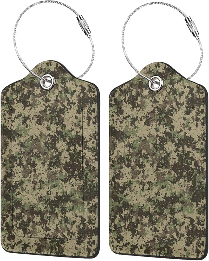 TSA Approved Luggage Tags for Suitcases Camouflage Army Military 2 Pack Funny Leather Carnival Cruise Airport Cute Travel Name Tags Golf Bag tag Ships Essentials Privacy Cover ID Label for Women Men