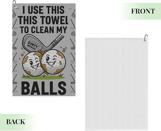 Funny Golf Towel with Carabiner Clip 24"x16" Cute Fun Grey Golf Towels for Golf Bags Microfiber Waffle Golfs Rag for Disc Balls Clubs Golfs Accessories for Men Women Dad Husband