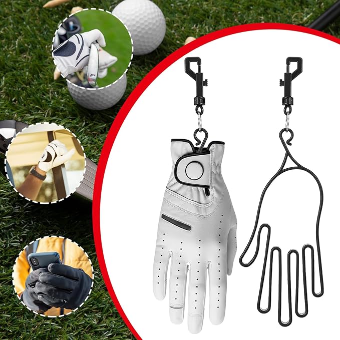 2 Pcs Golf Gloves Stretcher Support Frame Golf Gloves Stretcher Holder Hanger Keeper Dryer Shaper Tool Plastic Keeper Support Rack Holder Dryer Hanger Frame with Hanging Hook for Men Women Golfer