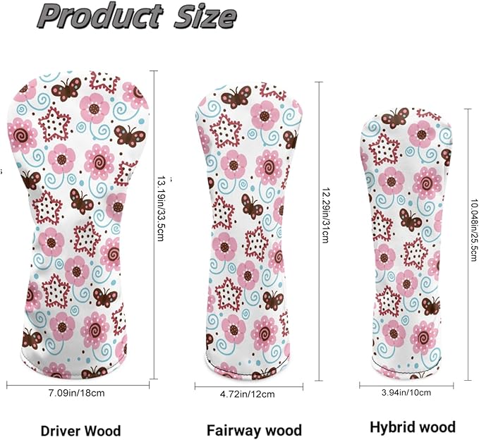 Golf Club Head Covers for Club Protective, Waterproof PU Leather Driver Fairway Wood Hybrid Head Cover