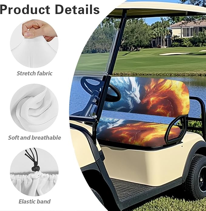 Fashion Print Golf Cart Seat Covers 2 Passenger Golf Cart Backrest Cover Golf Cart Seat Towel Gift for Friends