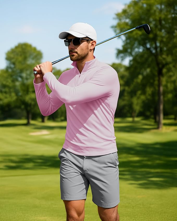 Boladeci Men's UPF 50+ Sun Shirts 1/4 Zip Long Sleeve SPF UV Protection Lightweight Quick Dry Quarter Zip Golf Shirts