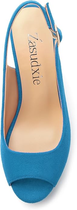Womens Wedge Platform Sandals Peep Open Toe Slingback Buckle High Heel Dress Shoes Pumps Suede 3.94 Inch