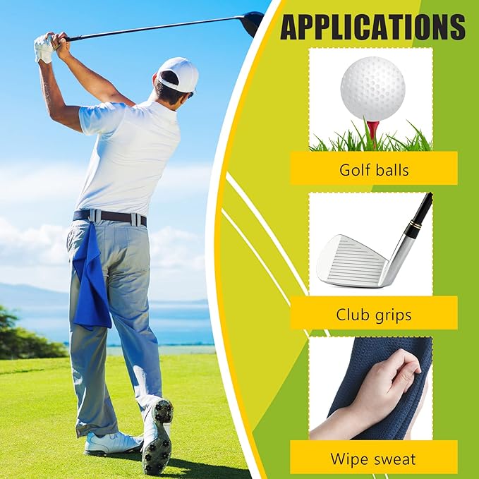 Cindeer 6 Pack Large Golf Towels, 16" x 24" Tri-fold Golf Towels, Microfiber Fabric Waffle Pattern Golfing Towel Portable with Heavy Duty Clip for Golfing Bag Remove Sand Dirt Mud Sweat(Multicolor)