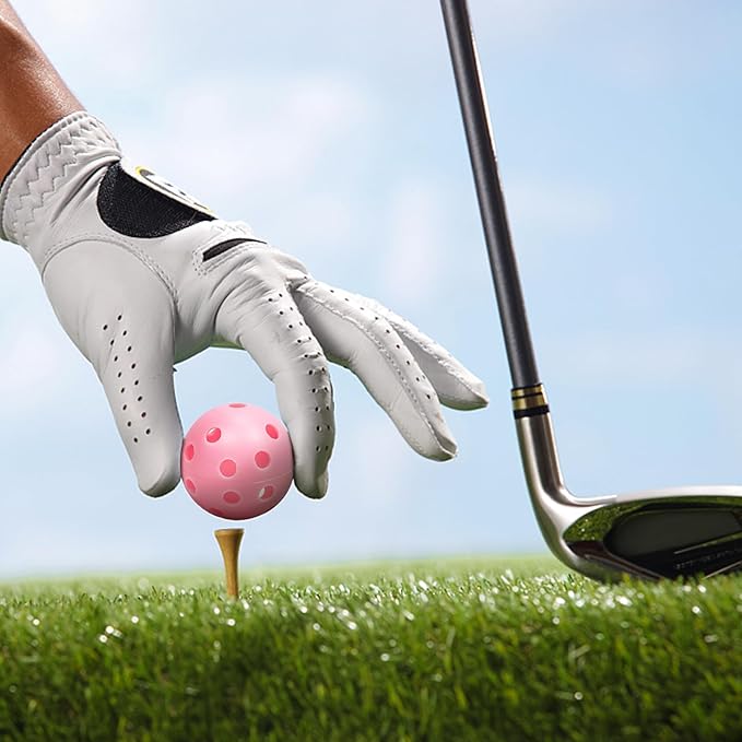 Plastic Golf Balls Practice Limited Flight Golf Training Ball Hollow Swing Practice Indoor Golf Balls with Mesh Drawstring Bag for Backyard Driving Range or Outdoor
