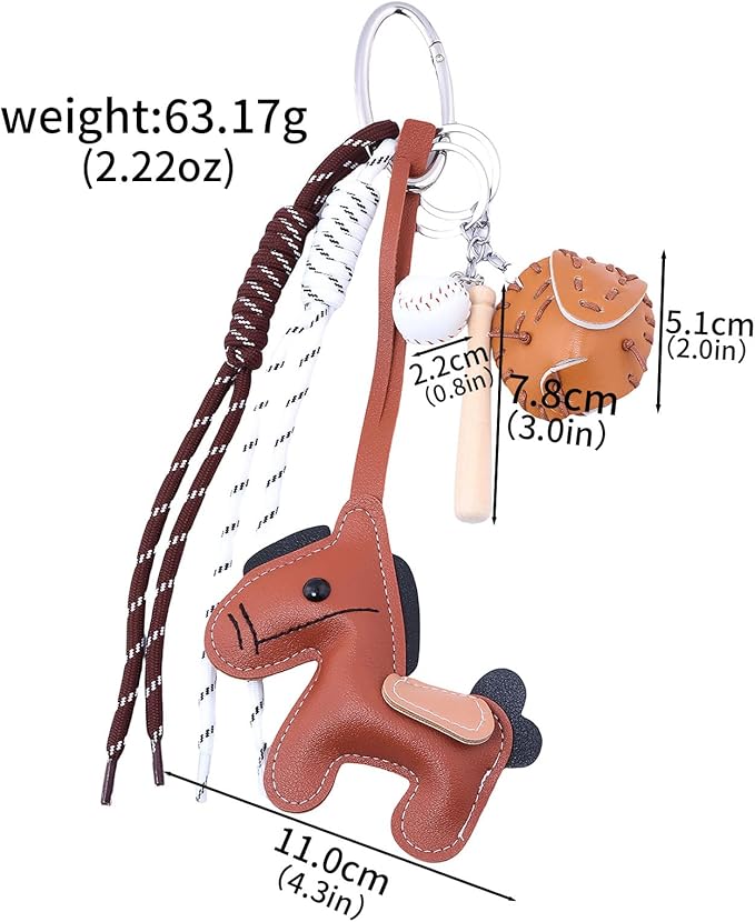 Unique Keychain Designer Rope Bag Charms for Handbag - Cute Teddy Bear Purse Charm - Leather Dachshund Accessory