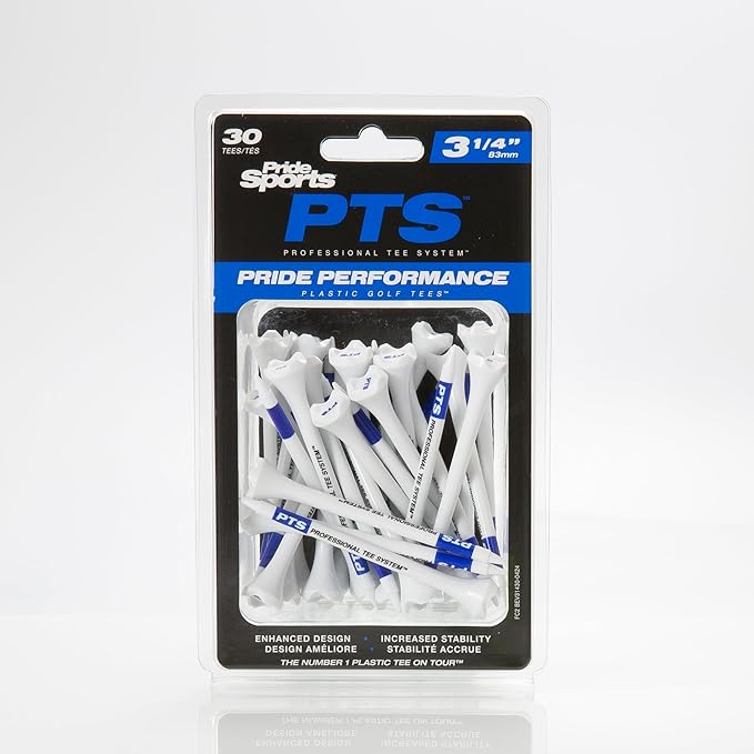 PrideSports PTS Plastic Golf Tees | 30 Count, 3-1/4 Inch | #1 Plastic Tee on Tour | Best for Drivers & Woods