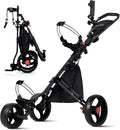 Lakehood 3 Wheel Golf Push Cart & Golf Bag Cart - Easy Fold/Unfold, Smooth Golf Push Pull Cart, One-Tap Brake, Push Golf cart Perfect for Golf Enthusiasts & Professionals