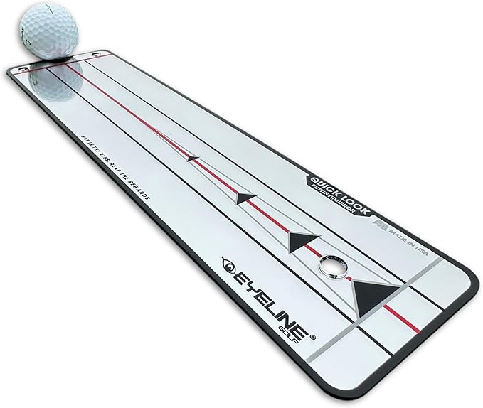 EyeLine Golf Quick Look Mirror and 70 Degree Edge Putting Rail – Compact Golf Training Aid for Putting Stroke with Slight Arc – Use on Indoor Greens or Outdoors
