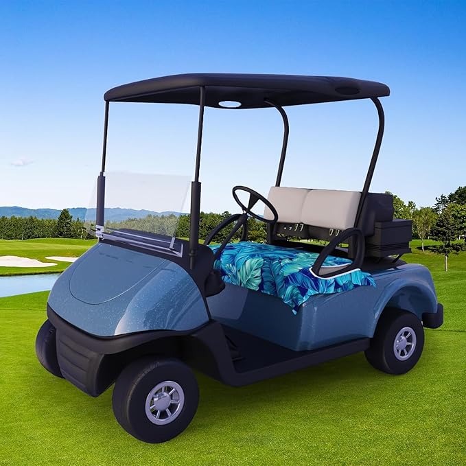 AQQA Golf Cart Seat Covers, Tropical Palm Leaf-Boho-Marble Microfiber Golf Cart Seat Blanket, Golf Blanket, Golf Accessories, Golf Cart Seat Towel Fits All 2-Seat Golf Carts, 55"x 32"