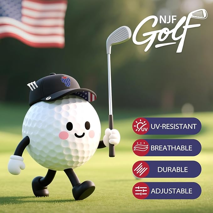 NJF Golf™ Hat Men - Breathable Mens Golf Hats, Adjustable Rope Snapback Cap, Convenient Cap with Tee Holder