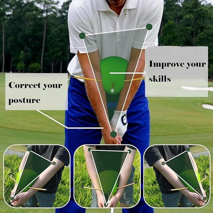 3-in-1 Golf Training Aids Set Grip Trainer Club, Sure Stance & Smart Ball for Hand Position, Swing Accuracy, Posture Correction & Balance - for Indoor/Outdoor Practice, All Levels (Right Handed)