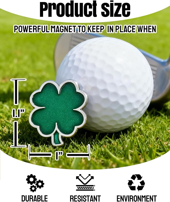 50 Pcs Golf Ball Markers - Four Leaf Clover, Cute Funny Novelty Golf Markers, Golf Accessories Gifts Ball Position Marking Disc for Men Weman Golfers