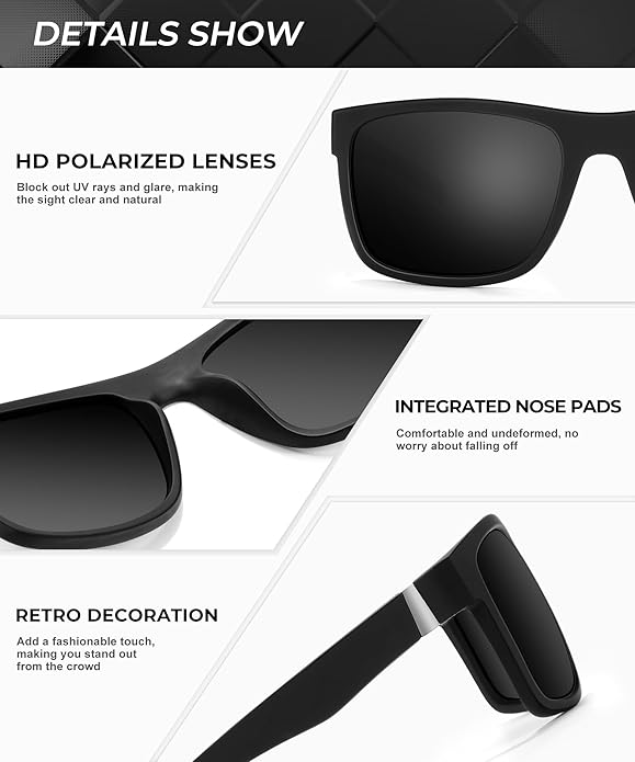 KALIYADI Polarized Sunglasses for Men and Women, Mens Sun Glasses with UV Protection for Driving Fishing Golf (3 Packs)