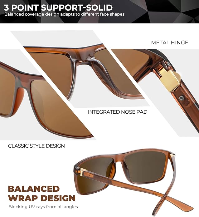 KALIYADI Polarized Sunglasses for Men and Women, Mens Sun Glasses with UV Protection for Driving Fishing Golf (3 Packs)