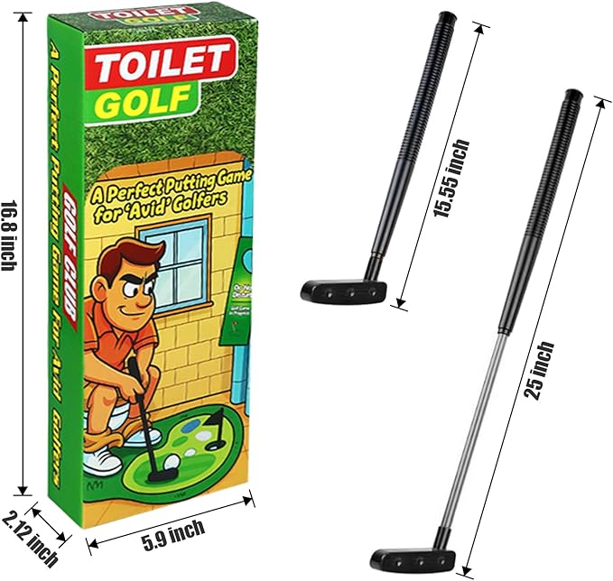 Toilet Golf Game, Mini Golf That Can Be Played in The Bathroom - Wonderful Toilet Time, Gag Gifts,Funny White Elephant Gift, Prank Gift for Dad Husband, Boyfriend, Men