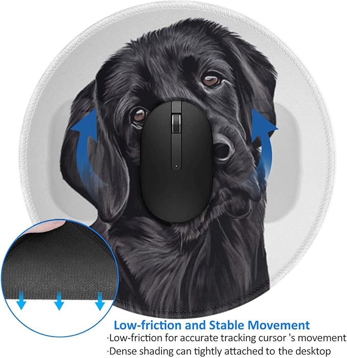 Black Lab Dog Mouse Pad, Mouse Pads for Desk, Stitched Edge Mousepad with Non-Slip Rubber Base, Gaming Mouse Mat for Computer Laptop Home Office