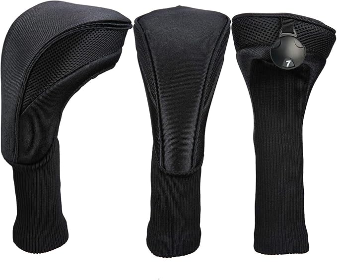 3pcs Nylon Golf Head Covers with Interchangeable Tags, Elastic Self-Fixing Closure, Durable Golf Accessories for Fairway & Driver Clubs