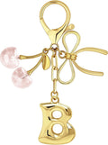 Gold Bubble Heart, Cherry, Bow & More Designs Letter Initial Keychain Bag Charms – Cute Purse Charms for Handbags