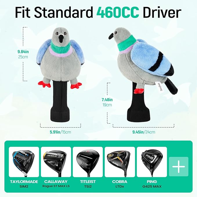 mytag Driver Head Cover, Ultra Premium Plush | Funny Driver Headcover, Tour Quality Golf Club Cover Long Sock Protect