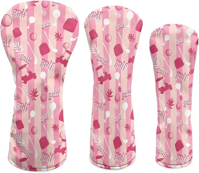 Golf Club Head Covers for Club Protective, Waterproof PU Leather Driver Fairway Wood Hybrid Head Cover