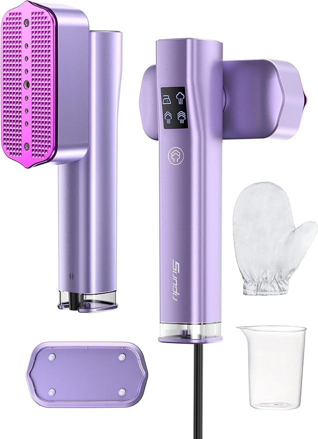 Steamer for Clothes, Sundu Portable 2-in-1 Steamer & Iron, 15s Fast Heat-up, 100ml Water Tank, Ironing Gloves, 20 Min Continuous Steam, Wrinkle Remover for Garment, Travel & Home Use (Rose Purple)