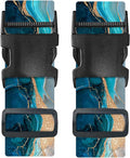 Nuxovilar Luggage Straps of 2 Set Blue & Gold Fluid Art Pattern, 1.96x90.5 inches - Luggage Straps for Suitcases, Nice for Art Lovers, Travel, Adventures