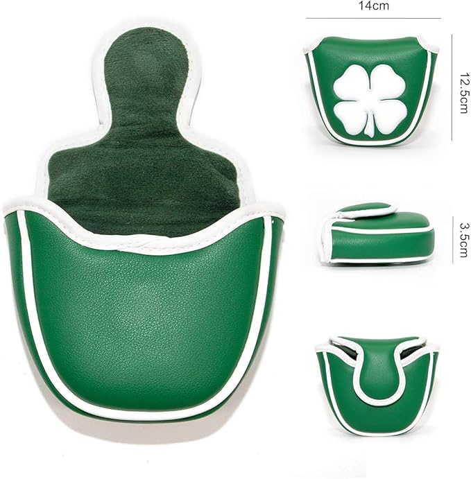 4 Leaf Clover Golf Mallet Putter Cover Headcover Club Protector Magnetic Clover for Odyssey 2ball,Red Oworks,Stroke Lab,Scotty Cameron,Taylormade Putters