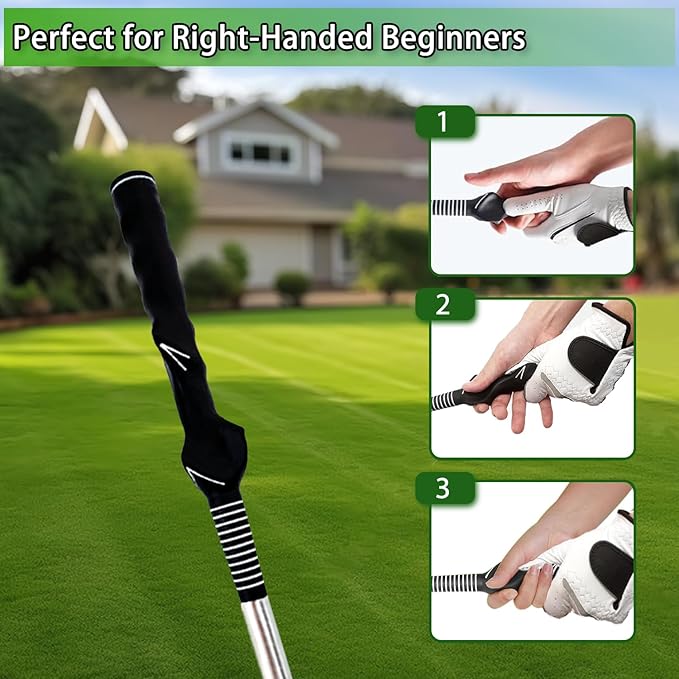 TRILVIX Retractable Golf Swing Training Aid, Portable Grip Trainer with Click Feedback for Right-Handed Golfers, Includes Arm Band, Strength & Tempo Trainer for Chipping, Indoor & Outdoor Practice