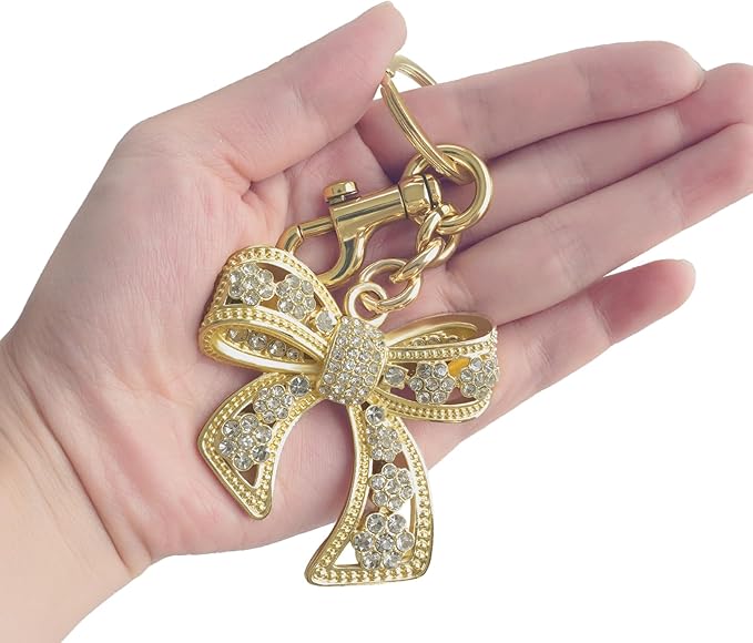 Sparkly Bow Bag Charm Rhinestone Bow Purse Charms Bows Keychain Women Bag Charm for Handbag