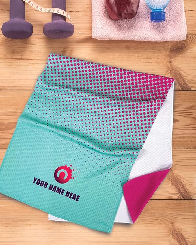 Cooling Ice Towel – 2 Pack 12x31 inch Personalized Chilly Cool Instant Cooler Wrap Rag Outdoor Sports Gym Workout Fitness Customized Photo Design Text Name (Dotted, 12"x31")