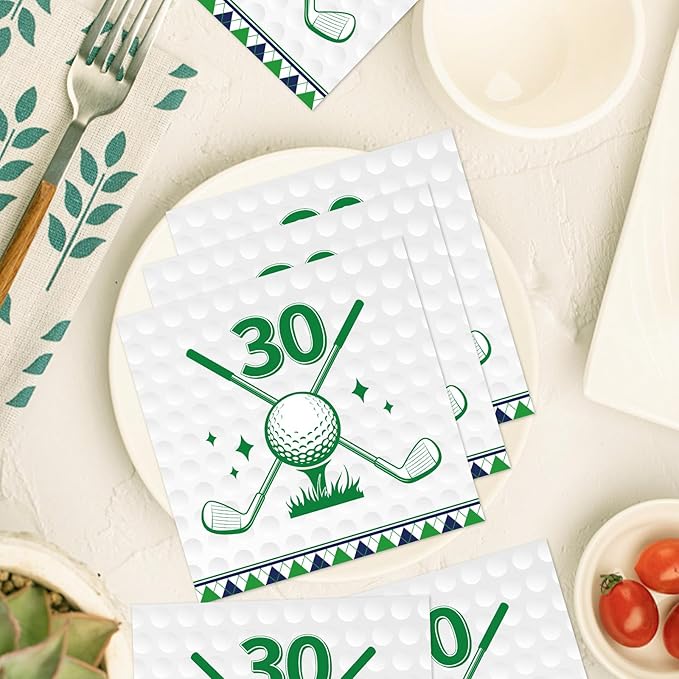 Golf 30th Birthday Party Napkins Decorations, Disposable Paper Golf Napkins Supplies Pack of 50, Sports Birthday Party Decor Size 6.5 Inch