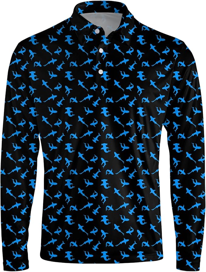 Men's Long Sleeve Golf Shirt Quick Dry 3 Button Work Fishing Outdoor Casual Collar Shirt