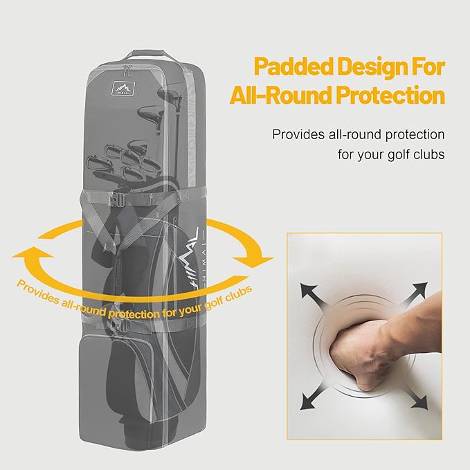 Golf Travel Bag with Wheels, 1200D Heavy Duty Oxford Fabric Golf Travel Case for Airlines