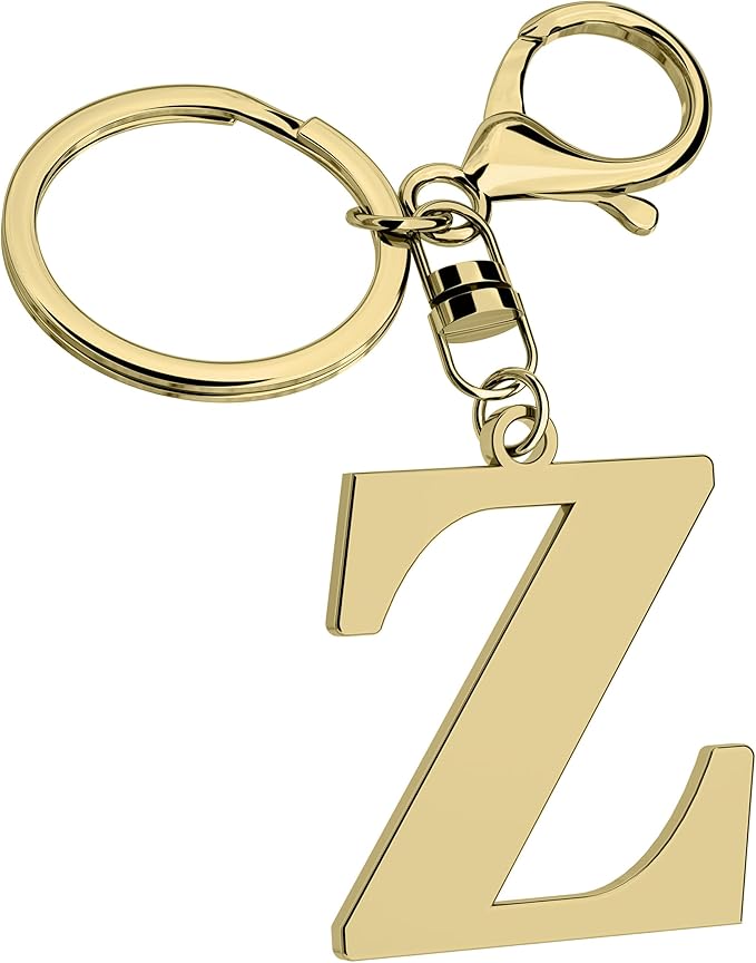 Stainless Steel Gold Letter A-Z Keychain for Women Men, Initial Letter Pendant with Key Ring, Charms for Key Backpack Bag