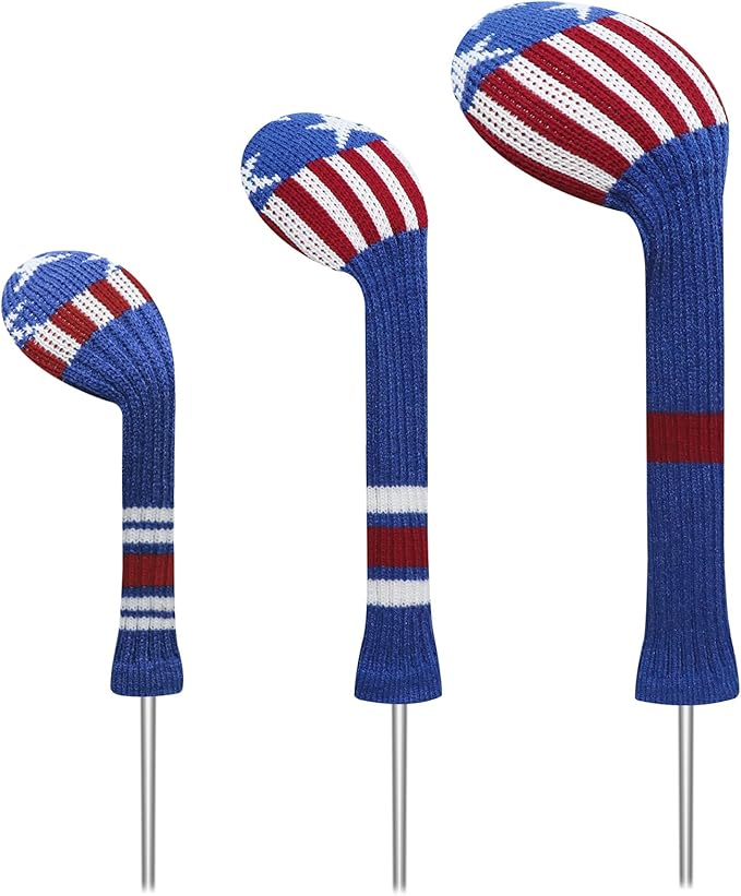 LeFeng 3Pcs Golf Club Covers, Knitted Golf Club Covers for 460cc Driver Fairway Woods and Hybrid