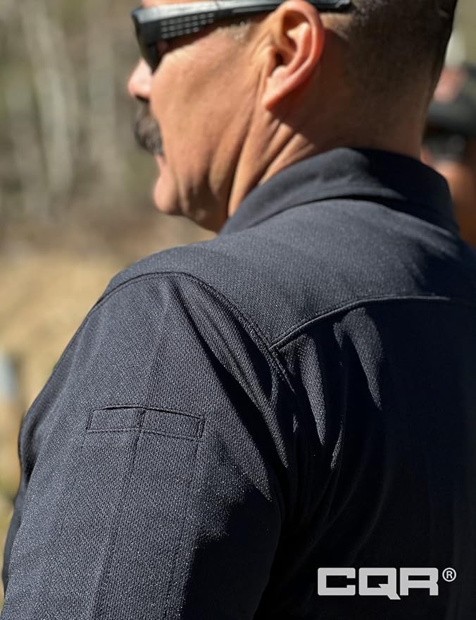 CQR Men's Polo Shirts, Tactical Short Sleeve Golf Performance Shirts, Lightweight Dry Fit UPF 50+ Pique